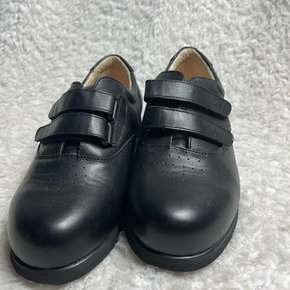 Mt.Emey Double VStraps Black Leather Men Therapeutic Shoes Size10.5.